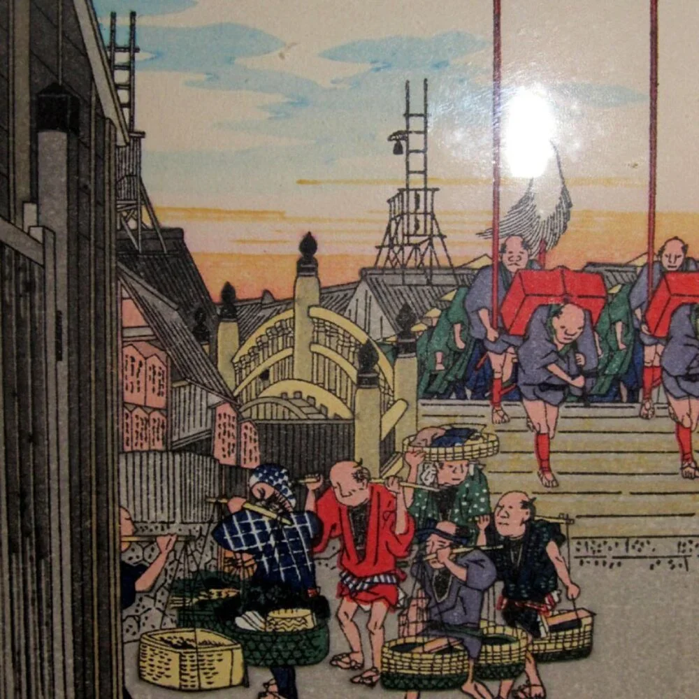 Framed Japanese Woodblock Print, Nihonbashi Bridge - Uchida Art Co. (Kyoto)